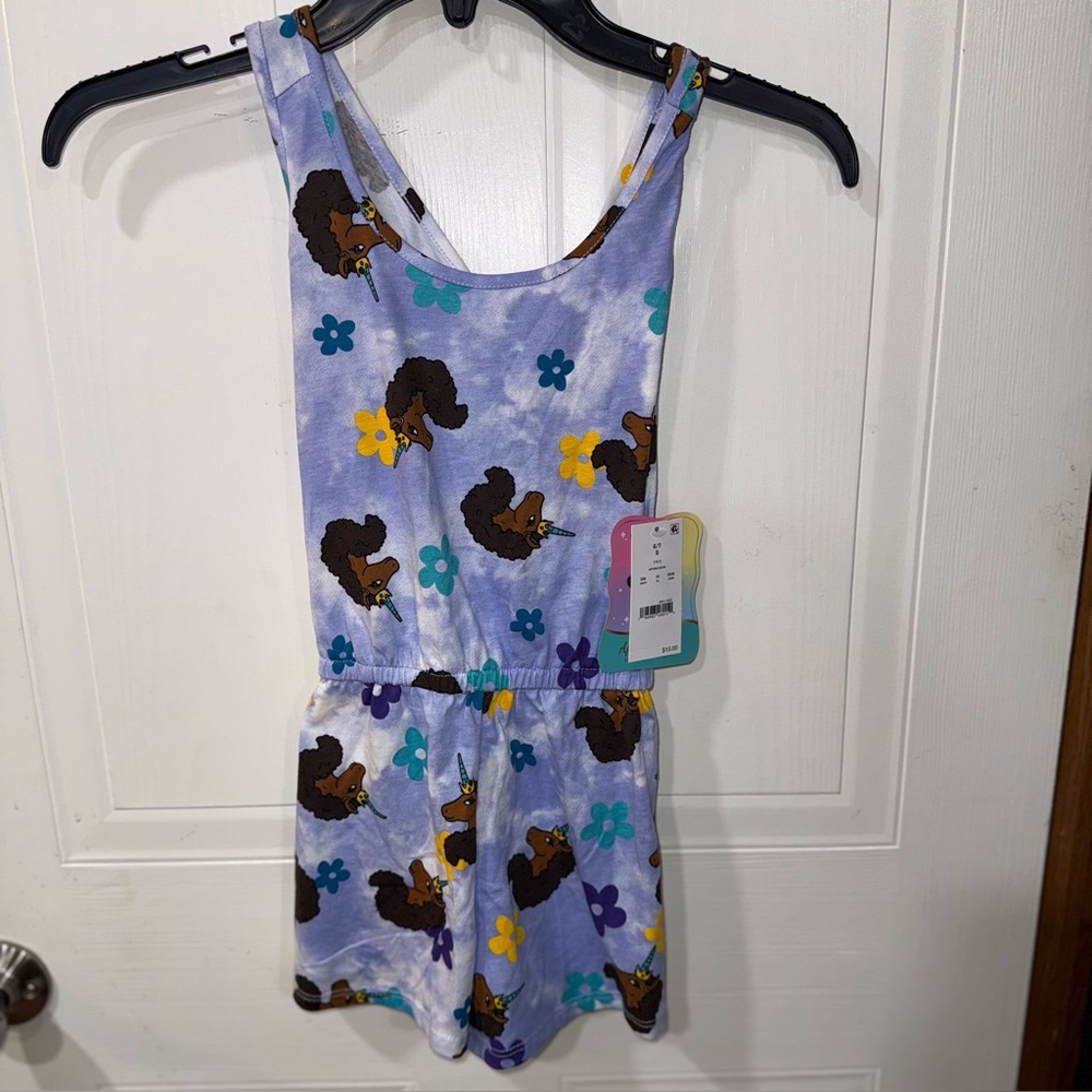 Afro Unicorn Romper Girls Size S 6 7 Small New NWT Mad Engine